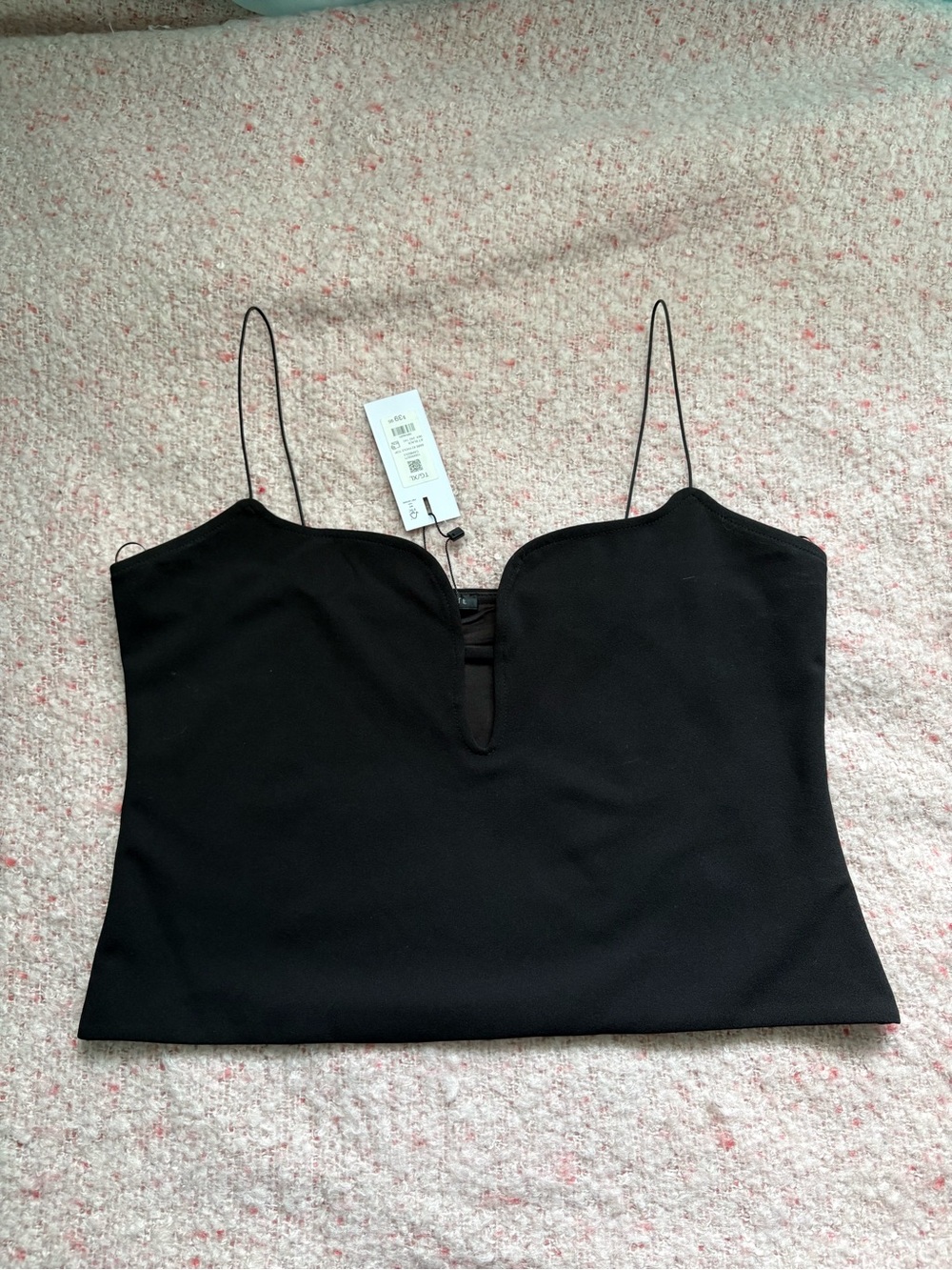 Dynamite Black Spaghetti Strap V-Notch Crop Top